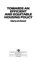 Book cover for Towards an Efficient and Equitable Housing Policy