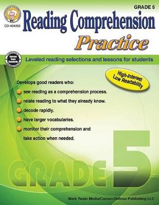 Book cover for Reading Comprehension Practice, Grade 5