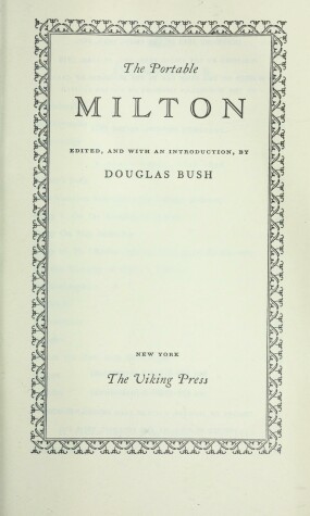 Book cover for The Portable Milton