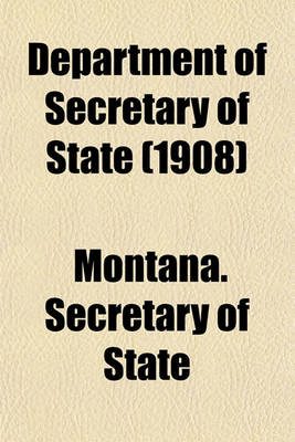 Book cover for Department of Secretary of State (1908)