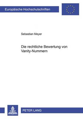 Book cover for Die Rechtliche Bewertung Von Vanity-Nummern