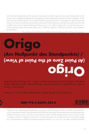 Cover of Origo (at Point Zero of the Point of View) - Birgit Rinagl and Franz Thalmair