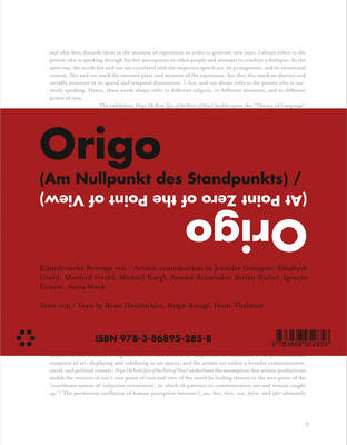 Book cover for Origo (at Point Zero of the Point of View) - Birgit Rinagl and Franz Thalmair