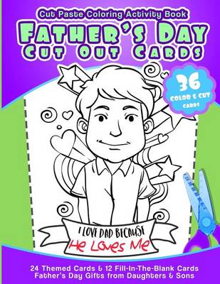 Book cover for Cut Paste Coloring Activity Book Father's Day Cut Out Cards