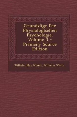 Cover of Grundzuge Der Physiologischen Psychologie, Volume 3