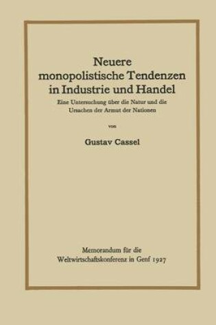 Cover of Neuere monopolistische Tendenzen in Industrie und Handel