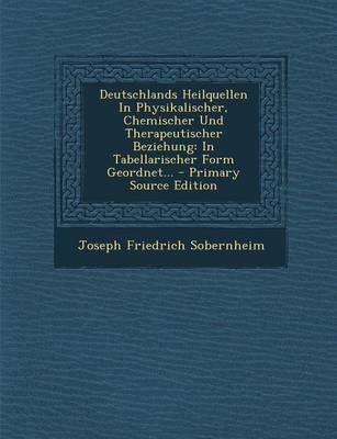 Book cover for Deutschlands Heilquellen in Physikalischer, Chemischer Und Therapeutischer Beziehung