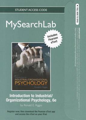 Book cover for MyLab Search with Pearson eText -- Standalone Access Cards -- for Industrial and Organizational Psychology