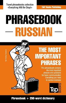 Book cover for English-Russian phrasebook and 250-word mini dictionary