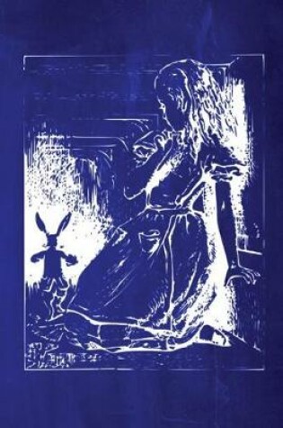 Cover of Alice in Wonderland Chalkboard Journal - Alice and The White Rabbit (Blue)