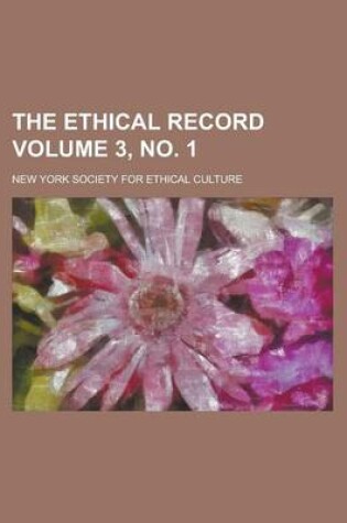 Cover of The Ethical Record Volume 3, No. 1