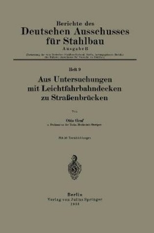 Cover of Aus Untersuchungen mit Leichtfahrbahndecken zu Strassenbrucken