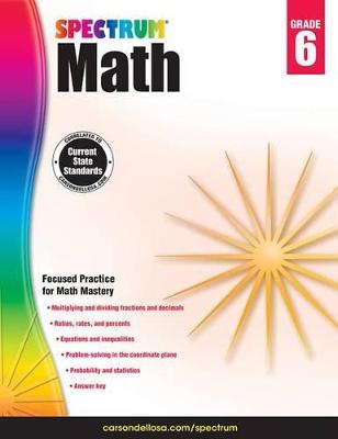 Book cover for Spectrum Math Workbook, Grade 6