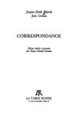 Cover of Correspondance