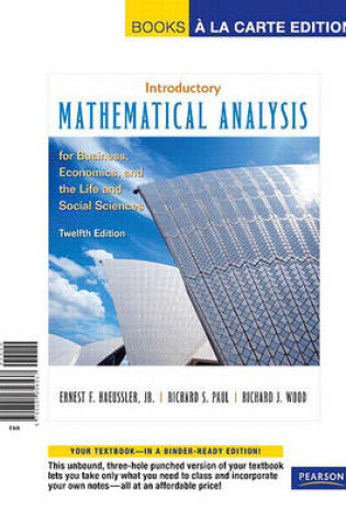Cover of Intro Math Analysis for Business, Economics, and the Life and Social Sciences, Books a la Carte Edition