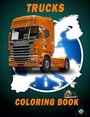 Book cover for trucks coloring book