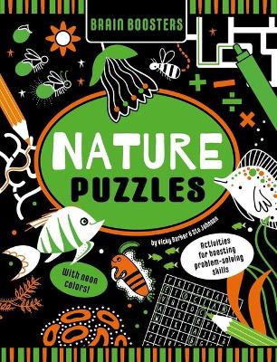 Book cover for Brain Boosters Nature Puzzles (with Neon Colors) Learning Activity Book for Kids