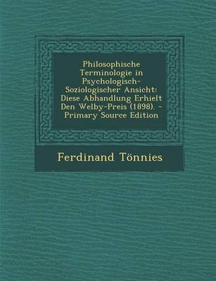 Book cover for Philosophische Terminologie in Psychologisch-Soziologischer Ansicht