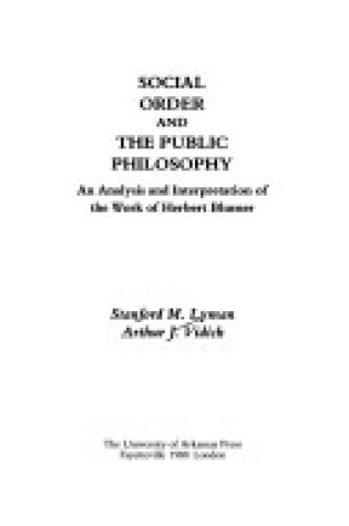 Cover of Social Order and the Public Philosophy