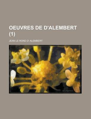 Book cover for Oeuvres de D'Alembert (1)