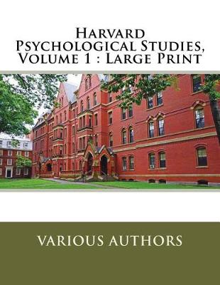 Book cover for Harvard Psychological Studies, Volume 1