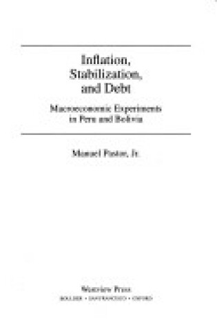 Cover of Inflation, Stabilization, And Debt