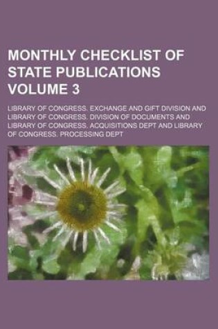 Cover of Monthly Checklist of State Publications Volume 3