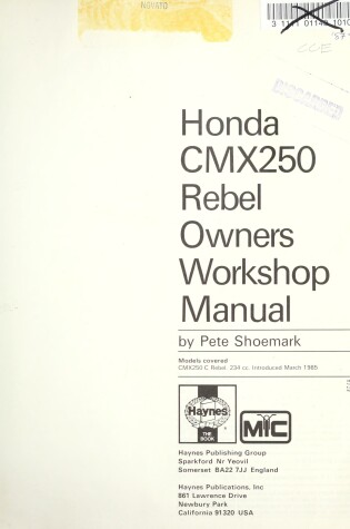 Cover of Honda CMX250 Rebel 234cc 1985-87 Owner's Workshop Manual