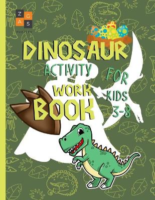 Book cover for Dinosaur activity workbook for kids 3-8