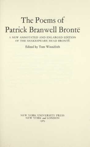 Book cover for The Poems of Patrick Branwell Bronte