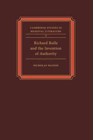 Cover of Richard Rolle and the Invention of Authority