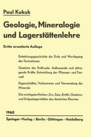 Cover of Geologie, Mineralogie Und Lagerstattenlehre