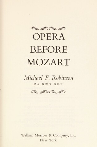 Cover of Opera Before Mozart