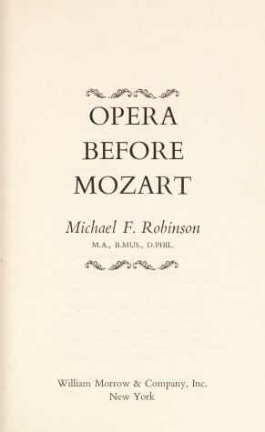 Book cover for Opera Before Mozart