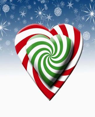 Book cover for Double Candy Cane Hearts Christmas Colors Snowflakes School Comp Book 130 Pages