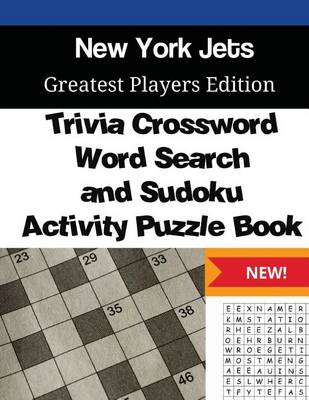 Book cover for New York Jets Trivia Crossword, WordSearch and Sudoku Activity Puzzle Book