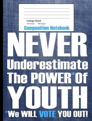 Book cover for Never Underestimate The Power of Youth Composition Notebook