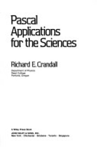 Cover of PASCAL Applications for the Sciences