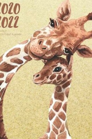 Cover of 2020-2022 Three 3 Year Planner Watercolor Giraffe Calf Monthly Calendar Gratitude Agenda Schedule Organizer