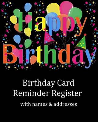 Book cover for Birthday Card Reminder Register with names & addresses