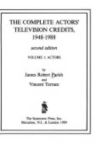 Cover of The Complete Actors' Television Credits, 1948-1988