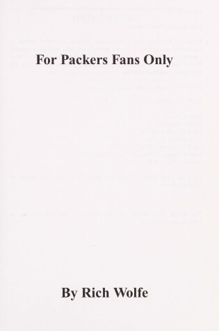 Cover of For Packers Fans Only!