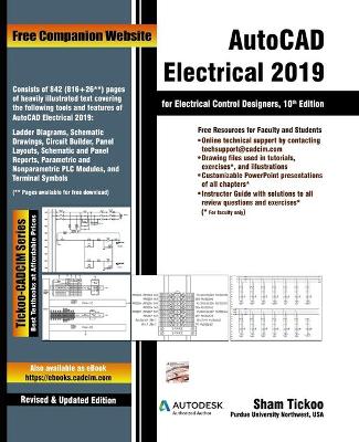 Book cover for AutoCAD Electrical 2019 for Electrical Control Designers, 10th Edition