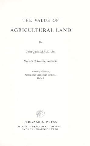 Book cover for Value of Agricultural Land