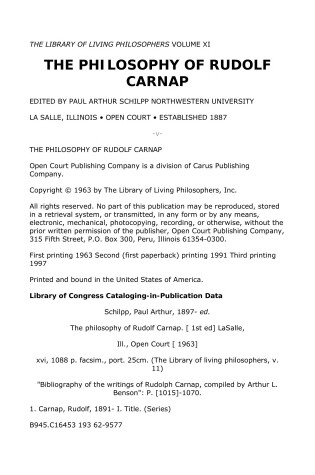 Cover of Philosophy of Rudolf Carnap