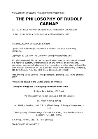 Book cover for Philosophy of Rudolf Carnap