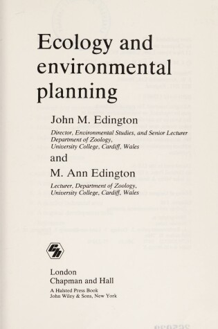 Cover of Ecology and Environmental Planning