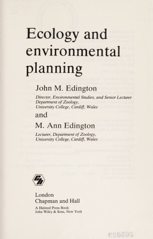 Book cover for Ecology and Environmental Planning