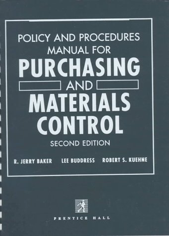 Book cover for Policy and Procedure Manual for Purchasing and Materials Control