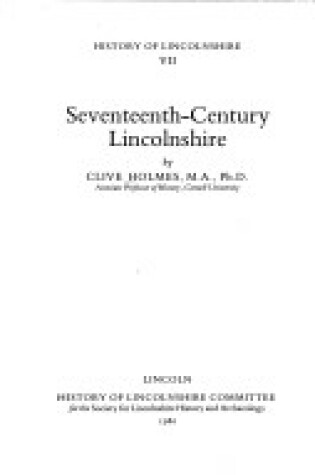 Cover of Seventeenth Century Lincolnshire